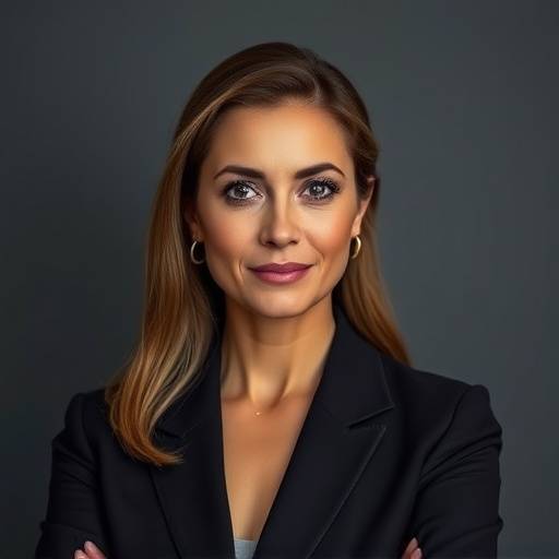 Een professioneel zakelijk portret van een vrouw met een zelfverzekerde uitstraling.