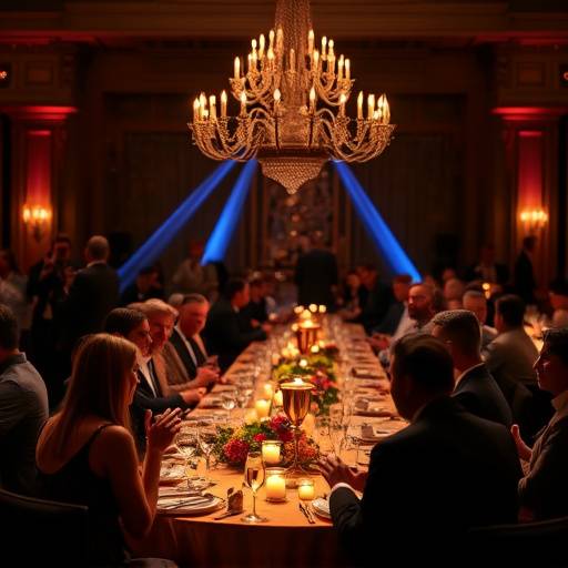 Gasten die genieten van een diner tijdens een chique gala-avond.